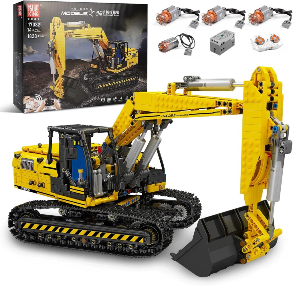 Mould King 17032 Excavators Building Kits, Building Blocks Set Construction Vehicles Model, Gift Toy for Kids Age 8+ /Adult Collections Enthusiasts(1828 Pieces with Motor/APP Remote Control)