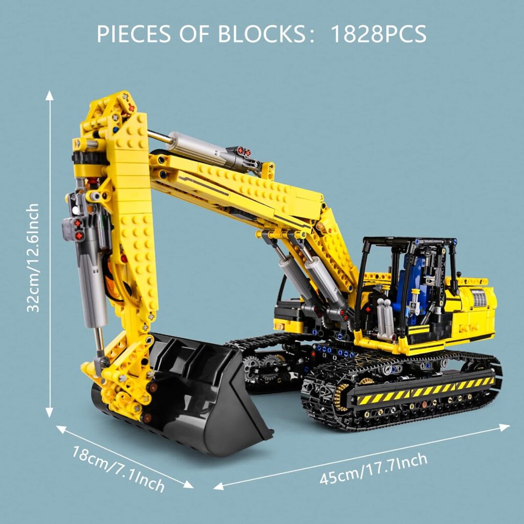 Mould King 17032 Excavators Building Kits, Building Blocks Set Construction Vehicles Model, Gift Toy for Kids Age 8+ /Adult Collections Enthusiasts(1828 Pieces with Motor/APP Remote Control)