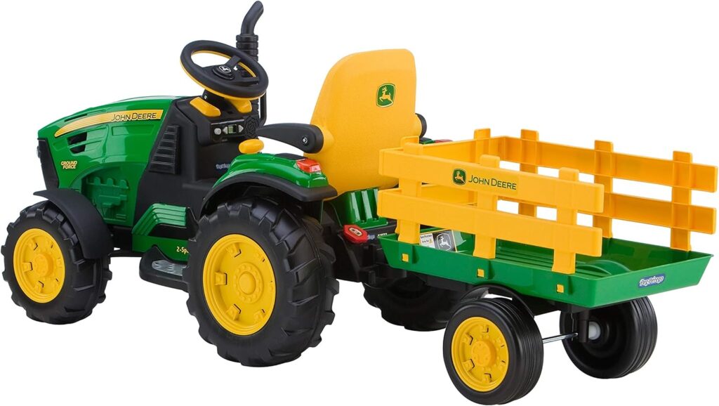 Peg Perego John Deere Ground Force Tractor with Trailer 12 Volt Ride on