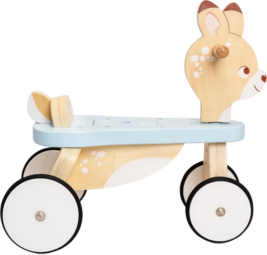 Petilou Wooden Ride On Deer Push Along Toy for Toddlers | Suitable for Boy Or Girl 1 Year Old +, Small