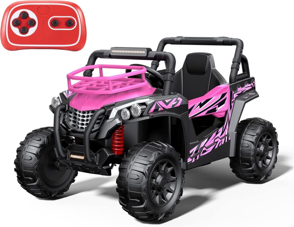 Ride On Car for Kids - 24V UTV Battery Powered Ride On Toys with Remote Control 4WD Kids Electric Car, 4.2Mph High Speed, Childrens and Christmas Gift-Pink, Large