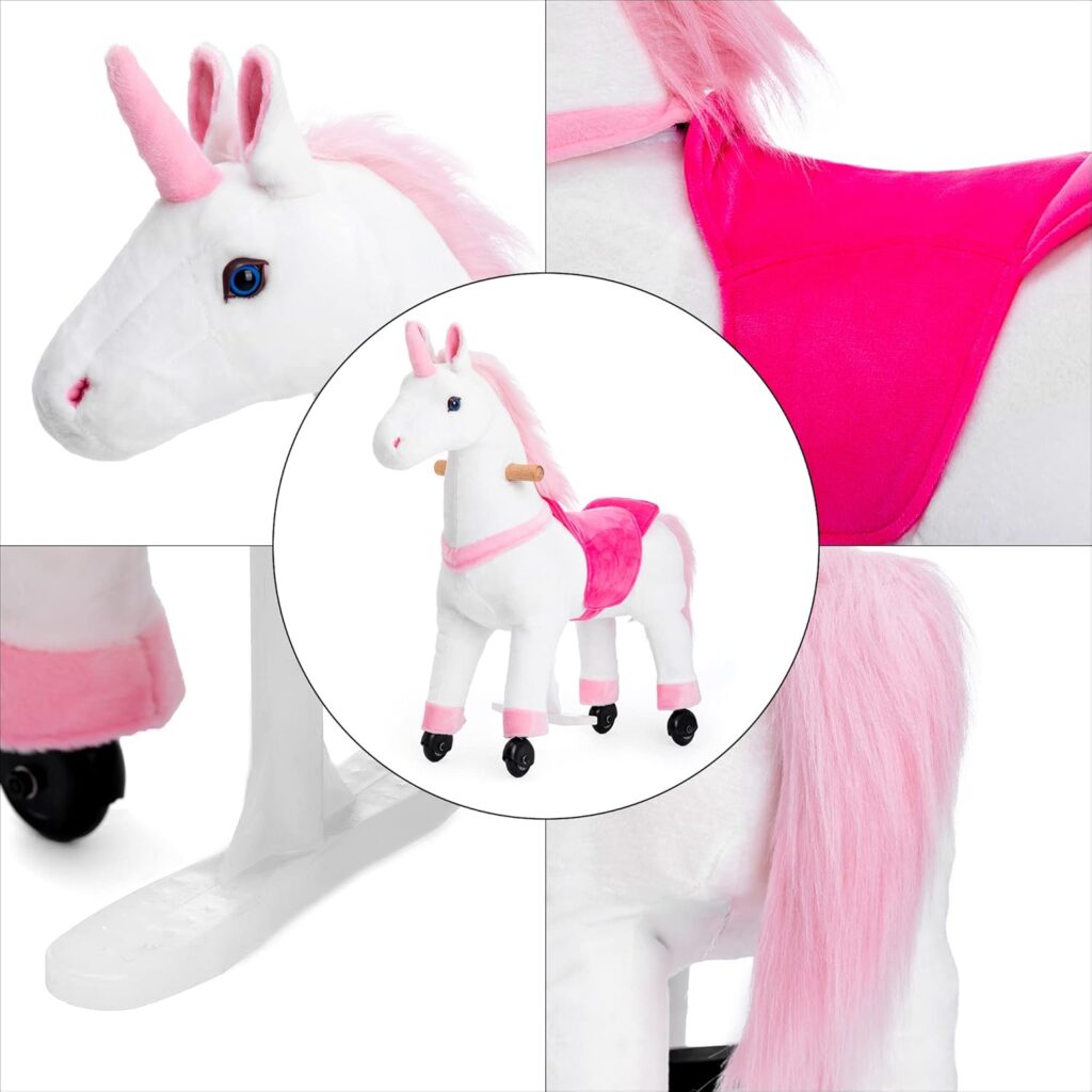 Ride on Unicorn Toys, Kids Ride on Horse Riding Horse Toys Ride on Toys for 3-5 Years Old, Premium Plush Animals Toys Walking Horse with Wheels 29.92 L x 9.84 W x 31.12 H