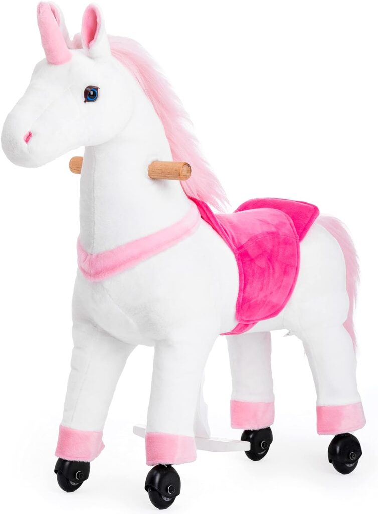 Ride on Unicorn Toys, Kids Ride on Horse Riding Horse Toys Ride on Toys for 3-5 Years Old, Premium Plush Animals Toys Walking Horse with Wheels 29.92 L x 9.84 W x 31.12 H