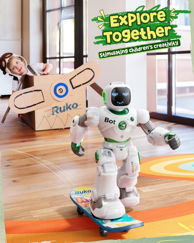 Ruko Large Intelligent Robot Toys for Kids, Voice and App Control Smart Remote Control Carle Robots, Programmable Interactive Music Girls Boys Toys, Gifts for Kids 4 5 6 7 8 9 Year old