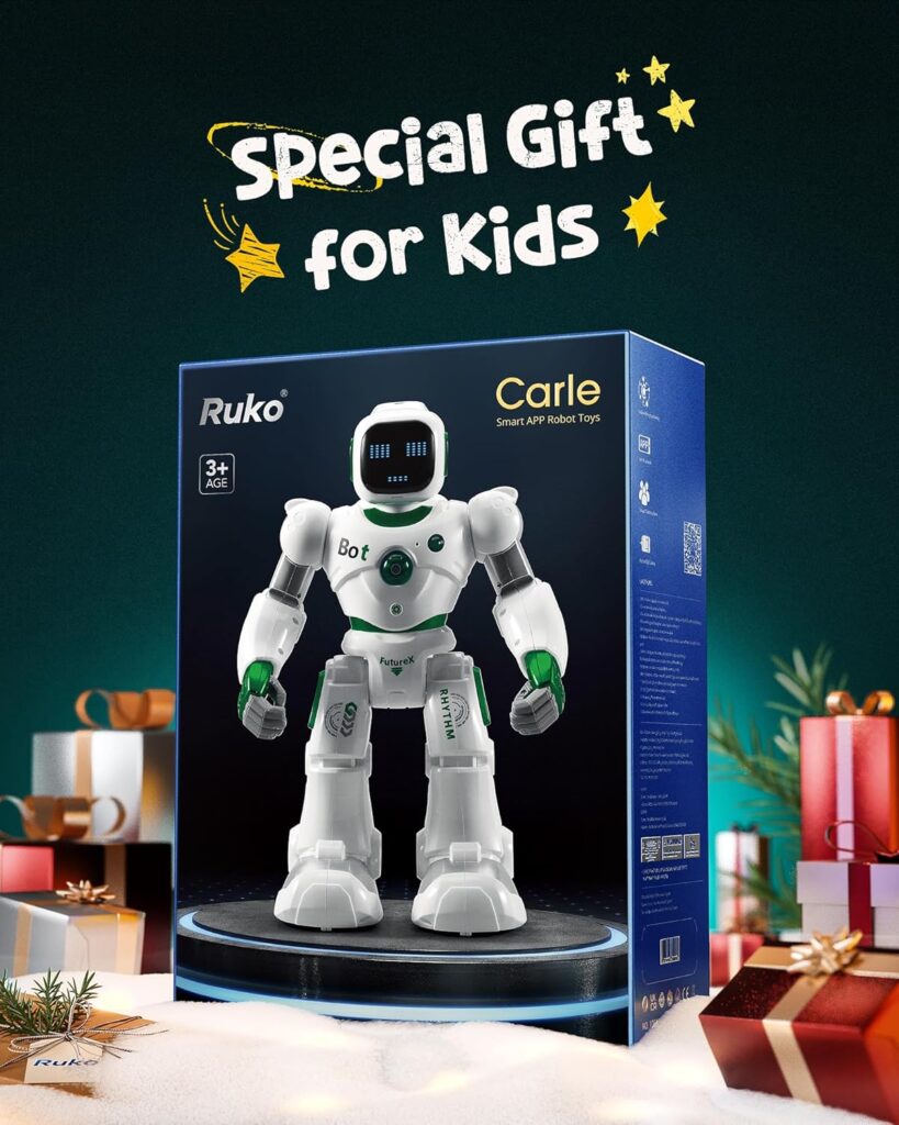 Ruko Large Intelligent Robot Toys for Kids, Voice and App Control Smart Remote Control Carle Robots, Programmable Interactive Music Girls Boys Toys, Gifts for Kids 4 5 6 7 8 9 Year old