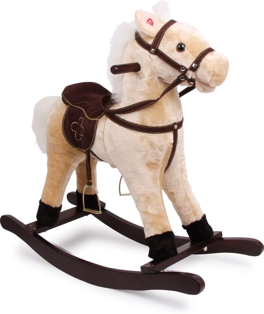 small foot wooden toys Rocking Horse Shaggy Designed for Children Ages 3+ Years, Medium